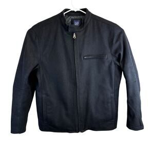 Gap Mens Jacket Large Black Wool Blend Quilted Lined‎ Car Coat Business Casual